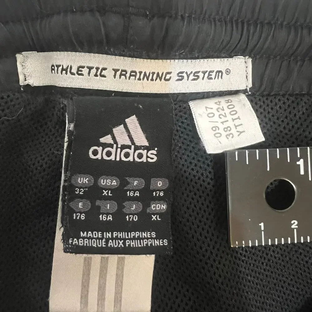 Adidas Vintage Track Pants XL Black 3 Stripe‎ Athletic Training System Joggers